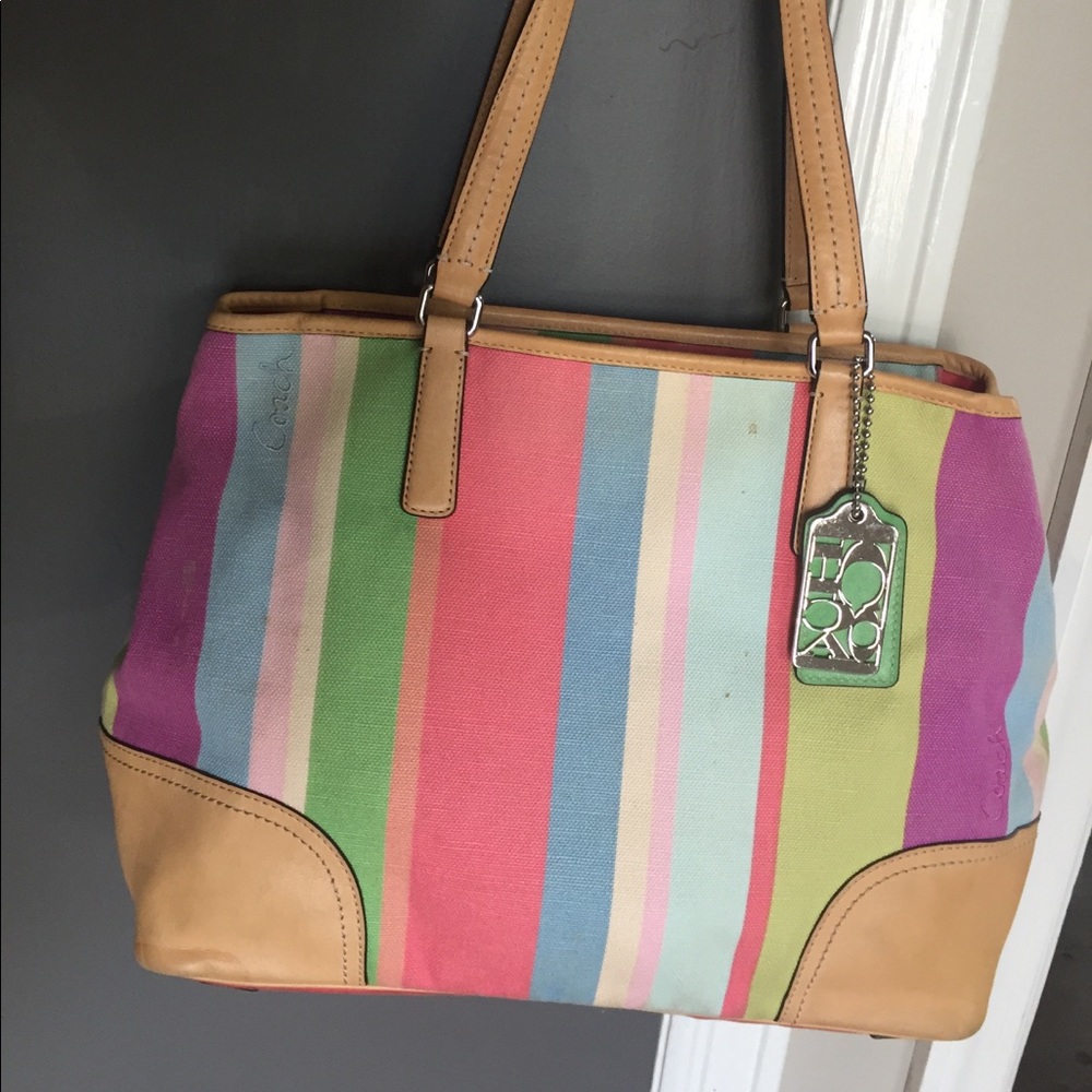 COPY - Authentic COACH Candy Colored Striped Tote